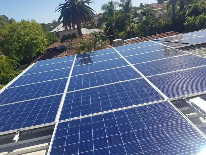 Dusty solar panels before cleaning at a Perth home